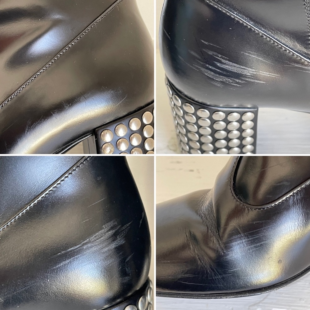 Saint Laurent Stud-Heel Leather Ankle Boot In Black Size 38 - Picture 16 of 16
